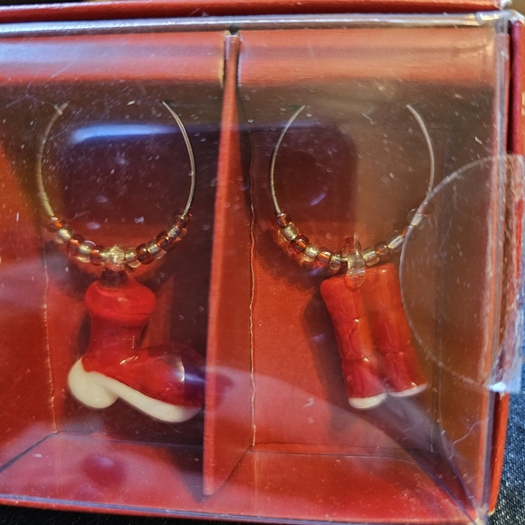 Pier 1 Imports Glass Christmas Holiday Drink Wine Charms NEW - Picture 4 of 4